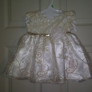 Baby girl cream and gold dress